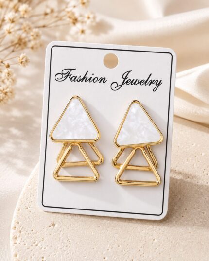 Geometric Triangle Statement Earrings for Women | Gold Tone Fashion Jewelry