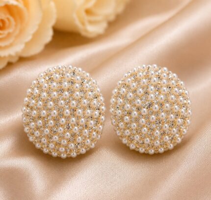 Luxury Pearl Crystal Dome Stud Earrings