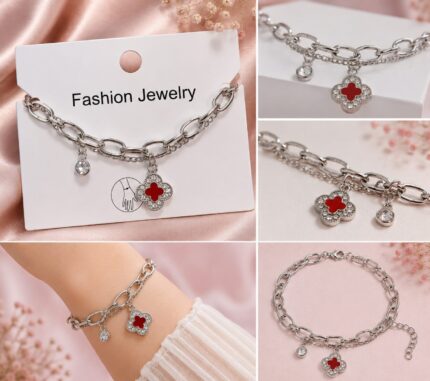 ❤️✨ Ruby Clover Charm Bracelet ✨❤️