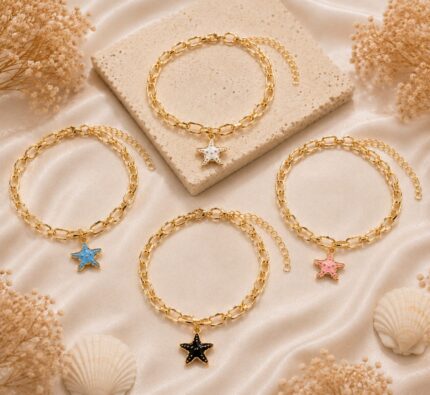 🌟💙💖🖤 Starfish Charm Bracelet Collection | Blue, Pink, Black & Pearl Edition COMBO set bracelet.