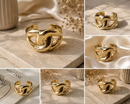 ✨ Golden Infinity Knot Statement Cuff Bracelet ✨