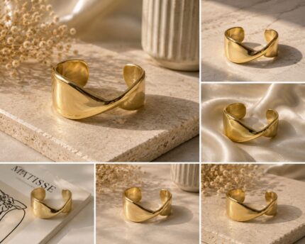 ✨ Golden Crosswave Statement Cuff Bracelet ✨