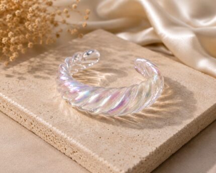 ✨ Aurora Twist Crystal Cuff Bracelet ✨