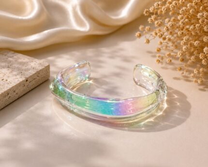 ✨ Rainbow Aura Crystal Cuff Bracelet ✨