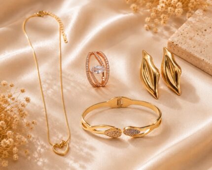 🌸 Luxury Statement Jewelry Set – Necklace, Ring, Bracelet & Earrings