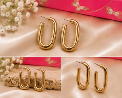 ✨ Golden Oval Hoop Earrings ✨