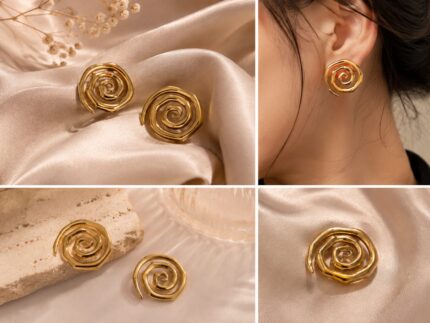 Golden Spiral Statement Earrings