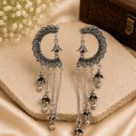 🖤 Oxidised Crescent Tassel Earrings