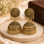 ✨ Antique Gold Filigree Dome Jhumka Earrings