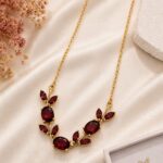 🌸 Blush mehroon Floral Crystal Necklace ✨