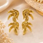 Golden Leaf Statement Drop Earrings for Women | Premium Party Wear Earrings