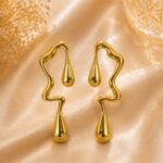 Luxury Gold Fan Leaf Statement Earrings for Women | Premium Party Wear Earrings