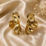 Luxury Gold Abstract Statement Stud Earrings for Women | Anti-Tarnish Designer Earrings