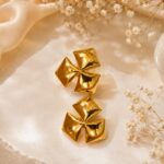 Luxury Geometric Gold Statement Earrings for Women | Glossy Party & Fashion Stud Earrings