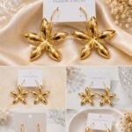 🌸 Golden Bloom Flower Hoop Earrings 🌸