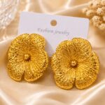 🌸 Rose Gold Floral Statement Earrings 🌸