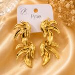 ✨ Golden Palm Leaf Statement Earrings ✨
