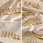 Golden Trio Charm Hoop Earrings Set