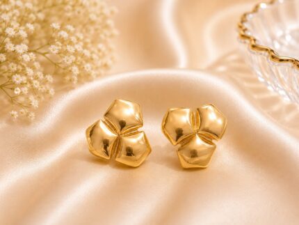 Luxury Silver Floral Stud Earrings for Women | Premium Stainless Steel Flower Earrings