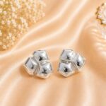 Luxury Silver Flower Stud Earrings for Women | Premium Stainless Steel Floral Earrings