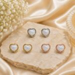 Elegant Heart Pearl Stud Earrings Combo Set – Gold, Silver & Rose Gold Fashion Earrings for Women
