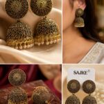 Royal Antique Jhumka Earrings with Pearl Drops