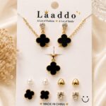 🖤✨ Laaddo Black Clover Charm Jewelry Set