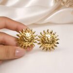 Stainless Steel Sun Face Stud Earrings for Women | Gold Statement Earrings | LAADDO