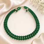 Elegant Double Layer Green Beaded Necklace for Women | Traditional Ethnic Statement Jewellery