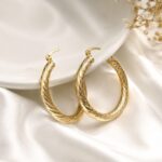 Elegant Twisted Gold Hoop Earrings for Women | Classic Statement Hoop Earrings