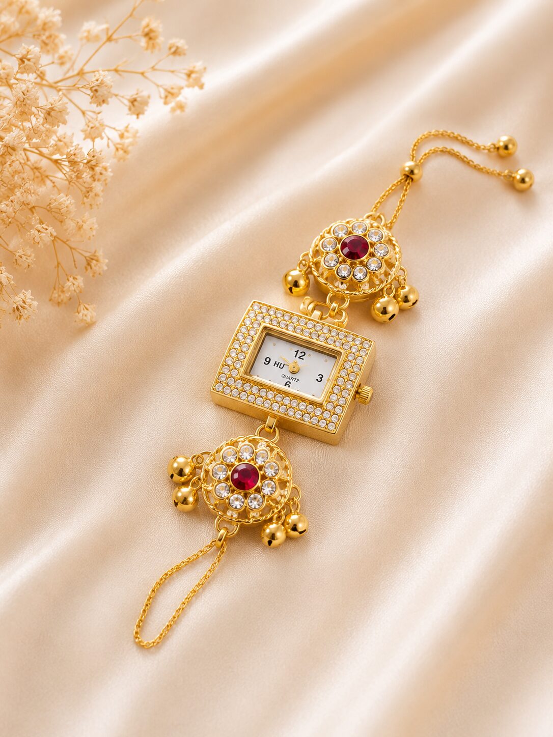 2026/07/1000361558.jpg Luxury Gold Crystal Bracelet Watch - Image 1