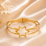 Elegant Gold Star Stainless Steel Bangle Bracelet