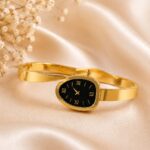 Elegant Gold Cuff Bracelet Watch