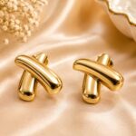 Luxury Gold Geometric Stainless Steel Stud Earrings for Women | Anti-Tarnish Minimalist Statement Earrings