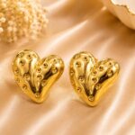 Luxury Gold Heart Stainless Steel Stud Earrings for Women | Anti-Tarnish Heart Shape Earrings