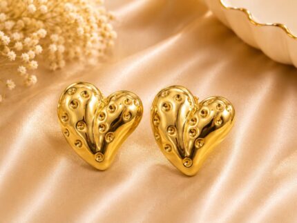 Luxury Gold Heart Stainless Steel Stud Earrings for Women | Anti-Tarnish Heart Shape Earrings