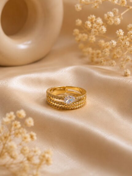 Heart Stone Adjustable Gold Ring