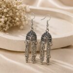✨ Oxidised Silver Chain Tassel Jhumka Earrings for Women | Boho Ethnic Dangle Earrings