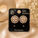 ✨ Gold Plated CZ Floral Round Stud Earrings for Women | Elegant Sparkling Everyday Earrings