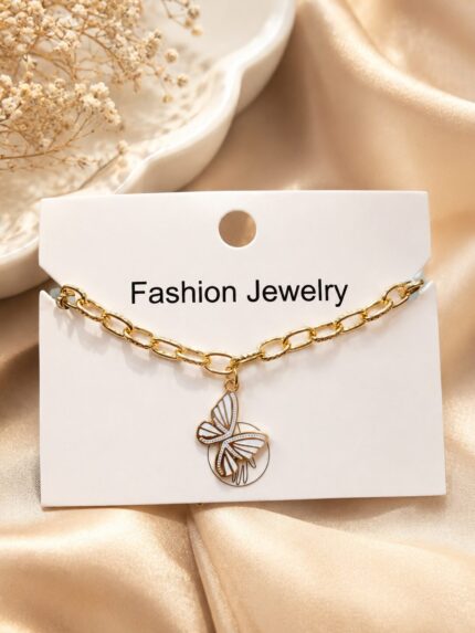 🦋 Golden Butterfly Charm Bracelet – Elegant Anti-Tarnish Fashion Jewelry