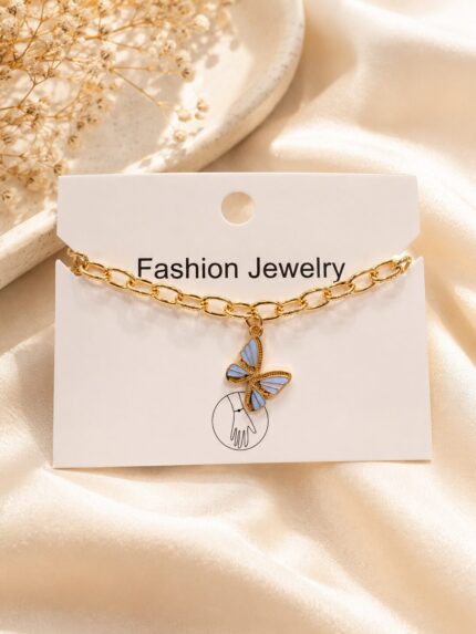🦋 Golden Butterfly Charm Bracelet – Elegant Anti-Tarnish Fashion Jewelry