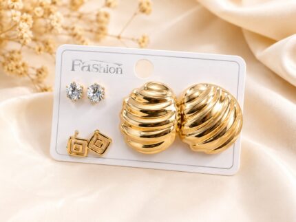 Gold Stud Earrings Combo Set for Women | Crystal, Geometric & Statement Earrings | Fashion Jewellery | LAADDO