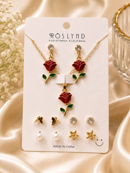 🌹 Rosy Bloom Jewelry Set 🌹
✨ Elegant Rose Collection | Premium Finish | Perfect Gift 🎁