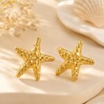 🌊✨ Golden Starfish Statement Earrings ⭐🐚 | Ocean-Inspired Gold Finish Earrings 💛🌴