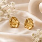 ✨ Gold Textured Organic Stud Earrings | Premium Statement Earrings for Women