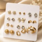 Golden Elegance Multi-Design Stud Earrings Set ✨