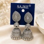 Silver Oxidised Traditional Jhumka Earrings for Women | Ethnic Dome Drop Earrings | Party & Festive Wear