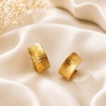 Gold Textured Curved Hoop Earrings for Women | Trendy Statement Fashion Earrings | LAADDO