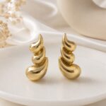 Gold Sculptural Statement Earrings for Women | Trendy Chunky Designer Earrings | LAADDO