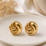 Gold Swirl Knot Stud Earrings for Women | Vintage Statement Round Earrings | LAADDO